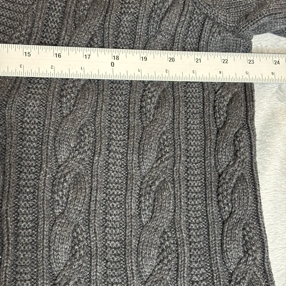 Eddie Bauer Chunky Knit Cardigan Sweater Gray Women's Size 2XL Fisherman Cotton - Picture 3 of 9